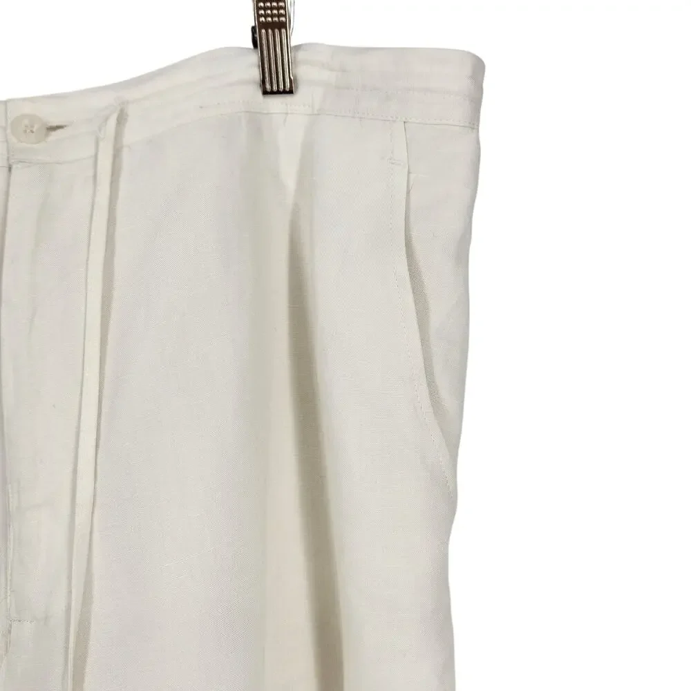 Linea Uomo White Linen Blend Trousers